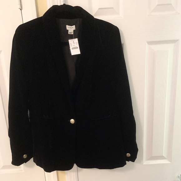 J. Crew Jackets & Blazers - NWT Unworn. Black Velvet Blazer. Gold Buttons K4125